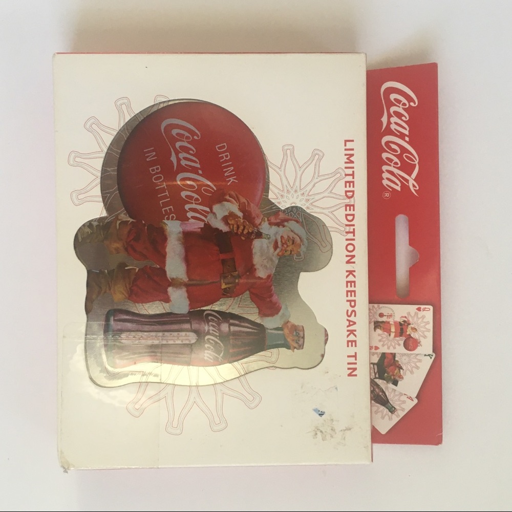 Coca Cola  keepsake tin and playing cards l